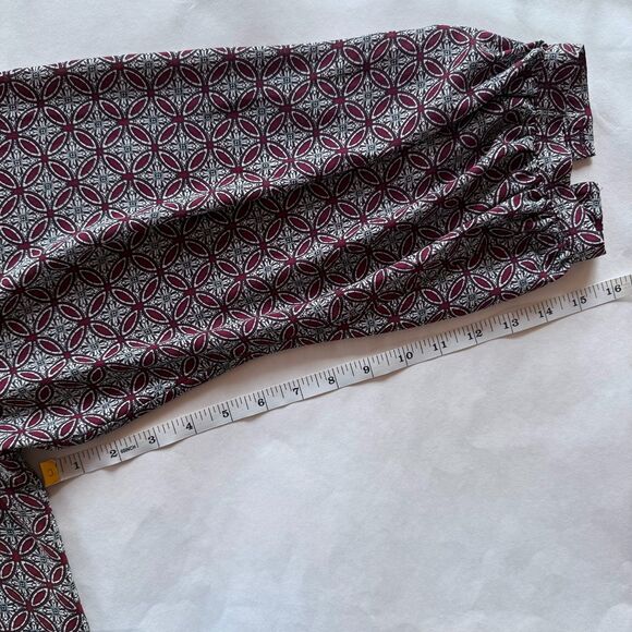 NYDJ Plus Womens Mixed Print Peasant Top in Maroon & Black Graphic Print Size 3X - Picture 12 of 12